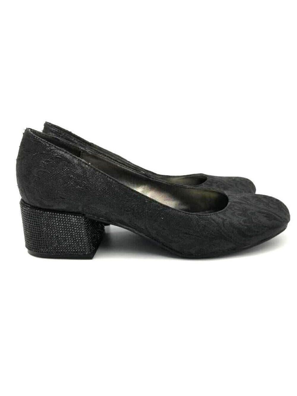 Kenneth Cole Reaction Flip Side Beaded Block Heel Round Toe Pump Shoes Size 8.5